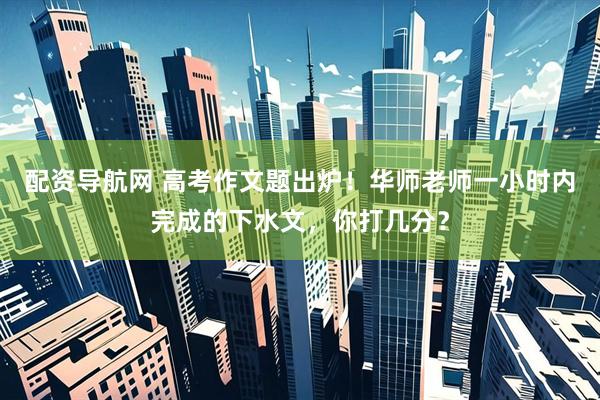 配资导航网 高考作文题出炉！华师老师一小时内完成的下水文，你打几分？